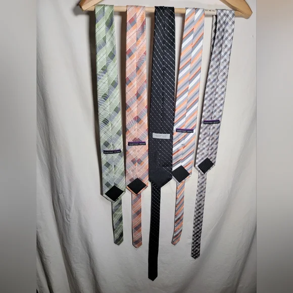 5 Geoffrey Beene ties black silver green brown tan in combos and styles